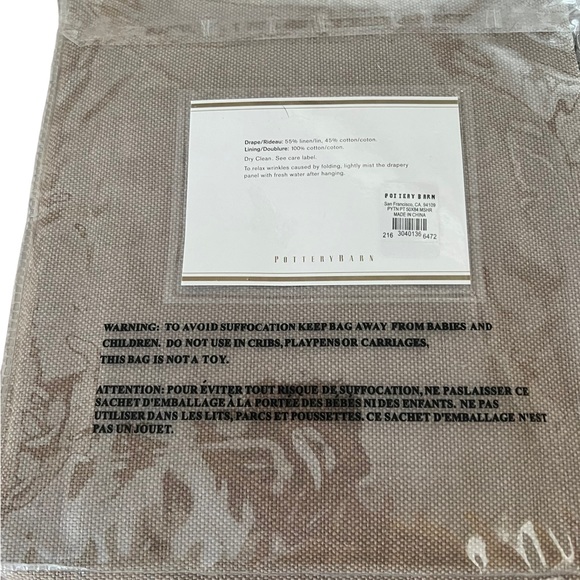 POTTERY BARN Peyton Drapes Mushroom Linen Blend 50" x 84" Pole Top - Picture 4 of 5